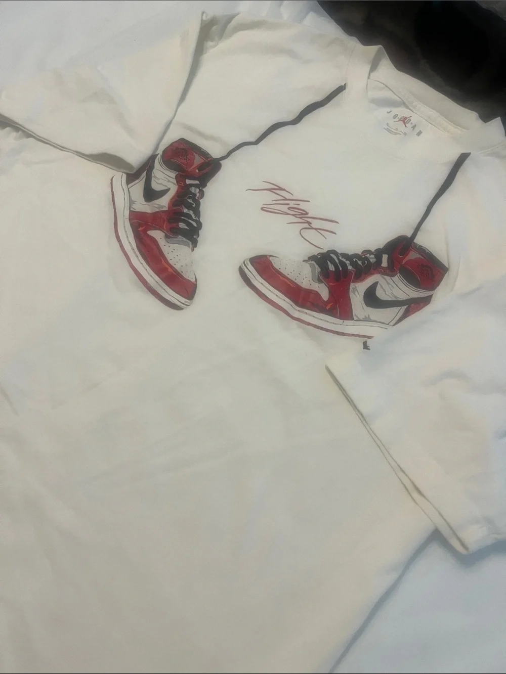 Jordan White Tee with Red Jumpman Logo